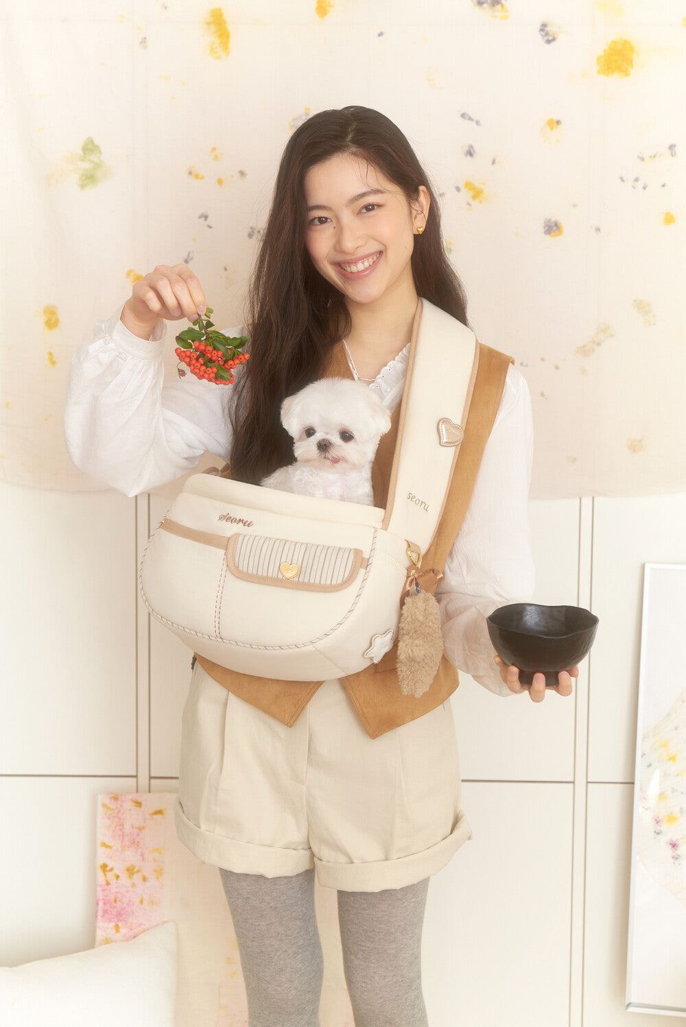 Seoru-Soft Valentine Bag: Sand Beige[Seoru-Valentine系列宠物挎包:沙米色] image 0