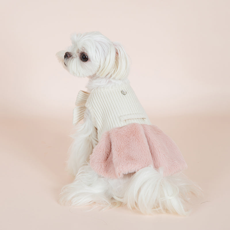 Dotty LabKnitted patchwork faux fur dress image 4