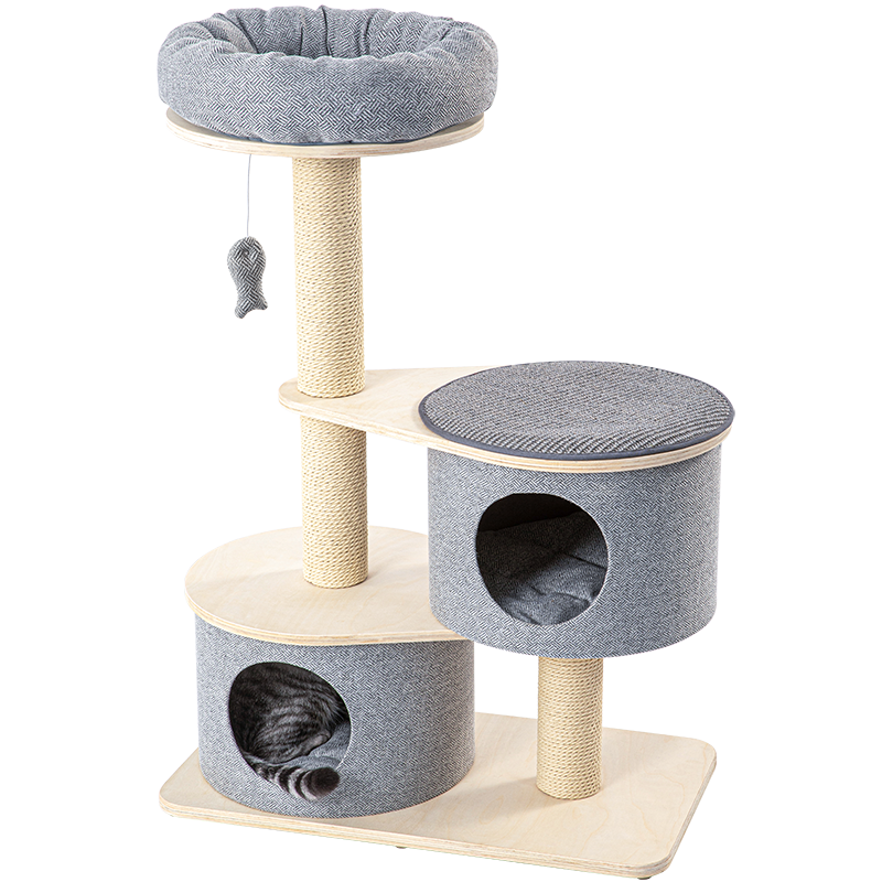 Honeypot Cat-Premium Grey Cat Tree[蜜罐猫-高级灰实木猫树] image 3