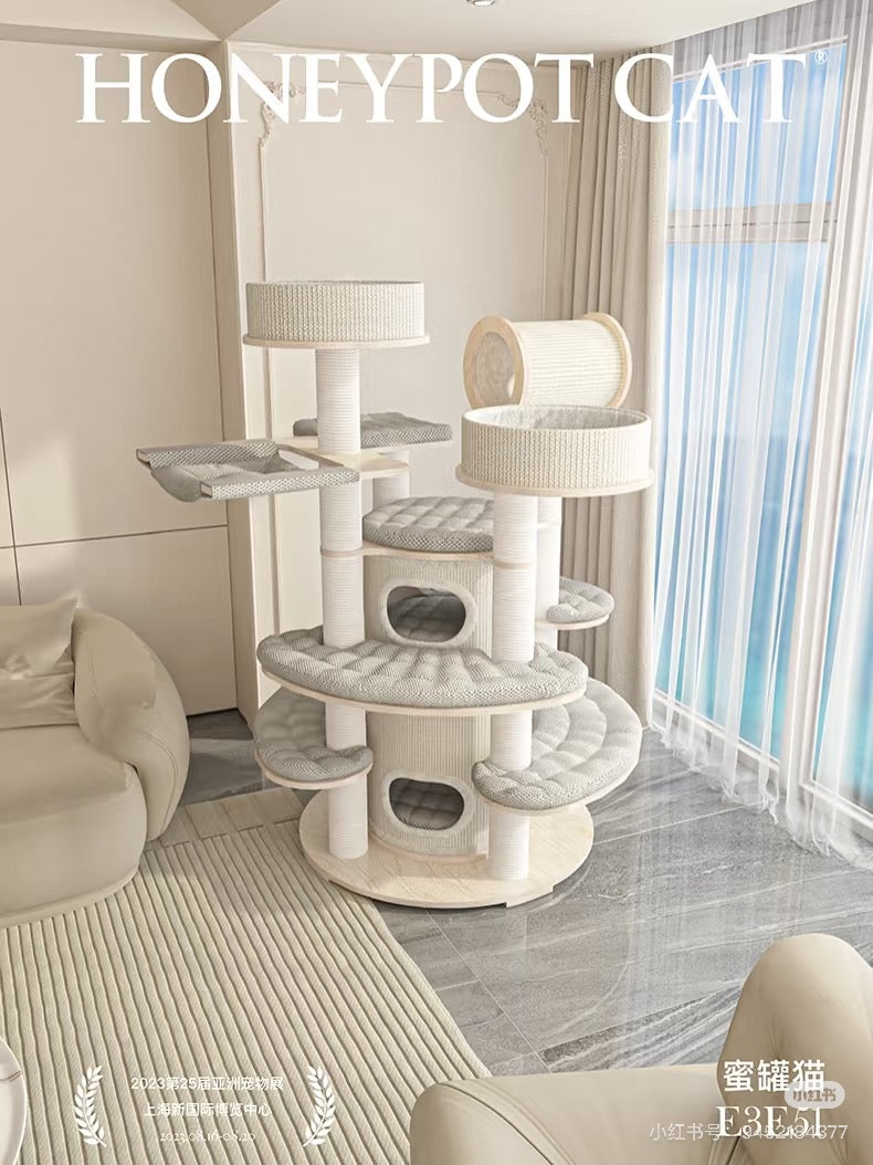 Honeypot Cat-Solid Wood Castle Tree Series:Big170cm[蜜罐猫-城堡系列实木猫树:大号170cm] image 0