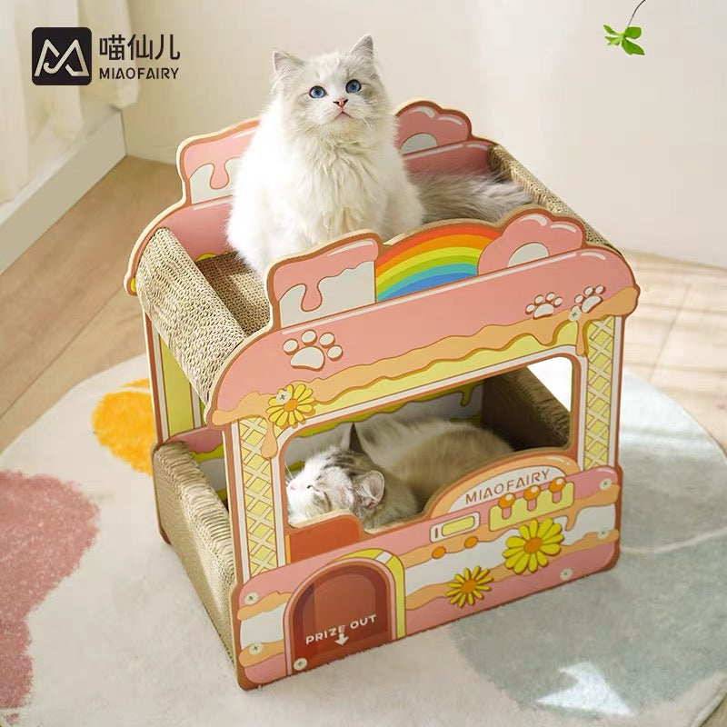 MiaoFairy Candy House Scratcher[可爱甜品屋双层瓦楞纸猫抓板] image 2