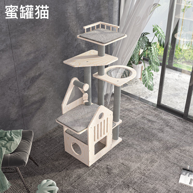 Honeypot Cat-Elegant Grey Cat Tree:3Sizes[蜜罐猫-复古灰色实木猫树:3款大小] image 7