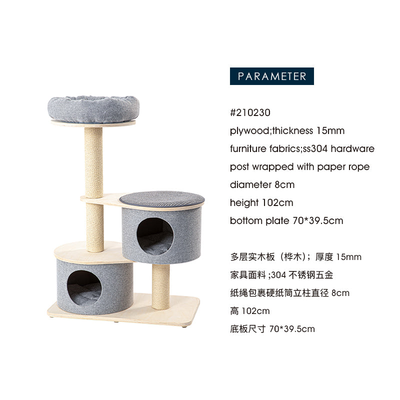 Honeypot Cat-Premium Grey Cat Tree[蜜罐猫-高级灰实木猫树] image 4