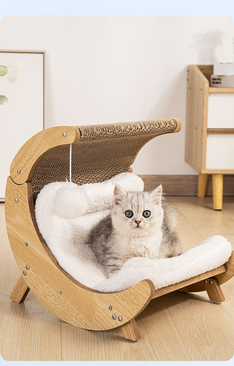 Comfort Moon Bed-Wood + Scratcher-35cmBallNotIncluded[半圆形实木月亮床35cm不含球] image 0