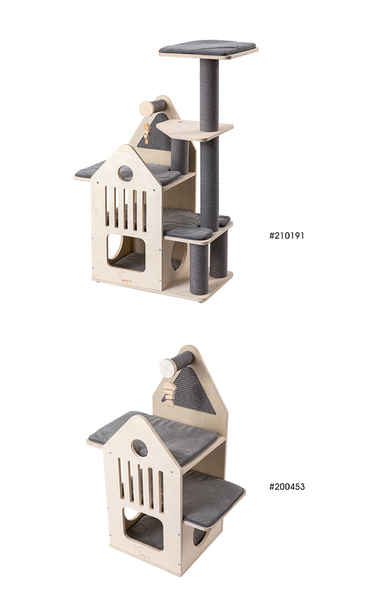 Honeypot Cat-Elegant Grey Cat Tree:3Sizes[蜜罐猫-复古灰色实木猫树:3款大小] image 12