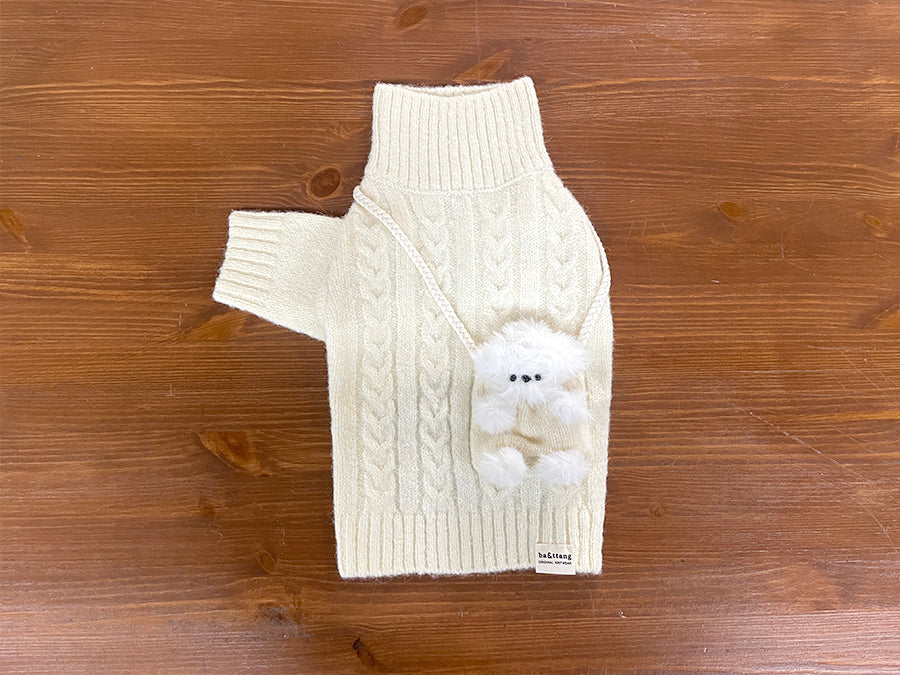 Ba&ttang-Pocket Toy Knit Pullover:BearToyOptional[Ba&ttang-高领套头小毛衣:玩具熊选配] image 4
